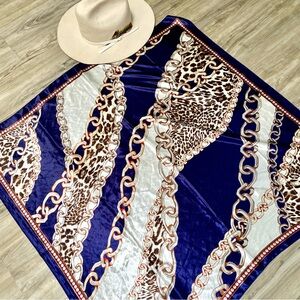Cheetah chain link boho scarf/wrap w southwestern midcentury vibe